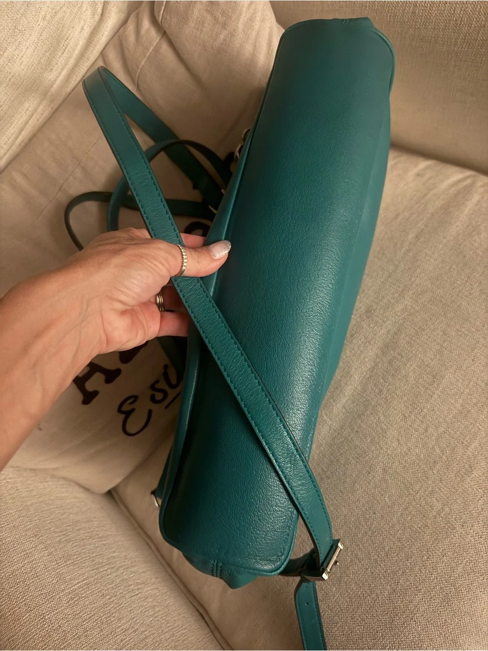Michael Kors Teal Leather Tote with Silver Accents